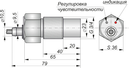 Датчик бесконтактный ёмкостный ЕУ46-NO-PNP-G3/4(Текаформ, Lкаб=2м)