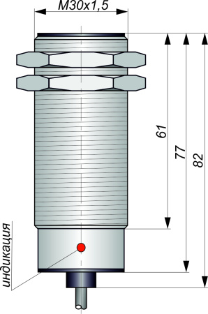 Датчик бесконтактный индуктивный И25-NO/NC-PNP-HT(Л63, Lкорп=75мм, индикация в корпусе, Lкаб=2м)